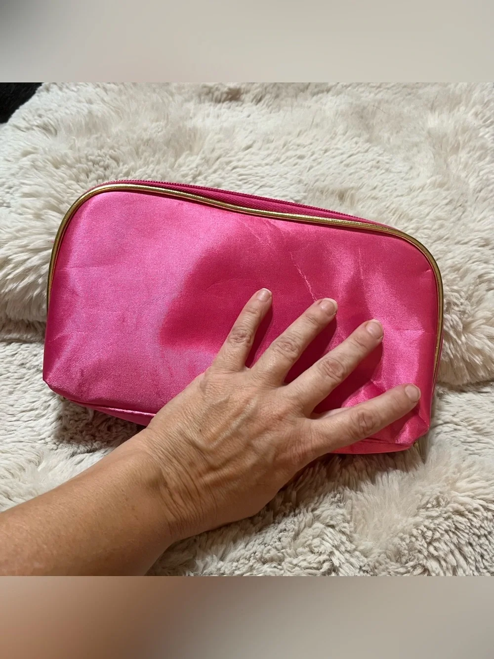 Pink Satin Travel Cosmetic Pouch - Unbranded 02-15